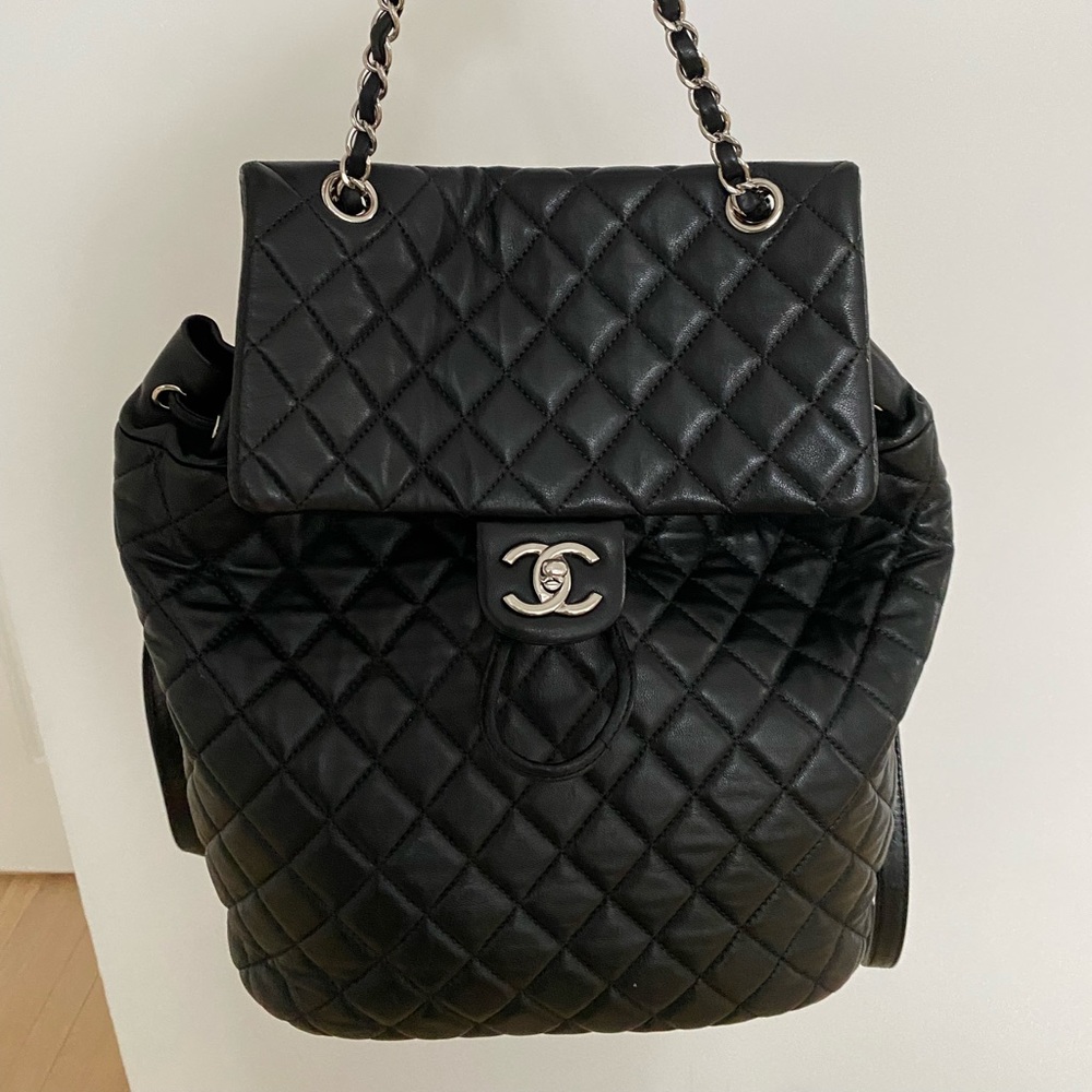 Chanel Urban Spirit Backpack Large Black With Silver Hardware